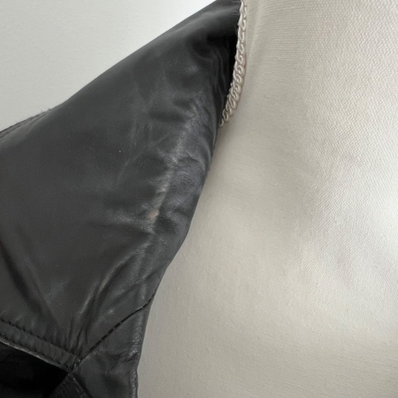 Barneys Black Leather Cropped Biker Jacket Peplum Large - Picture 5 of 10